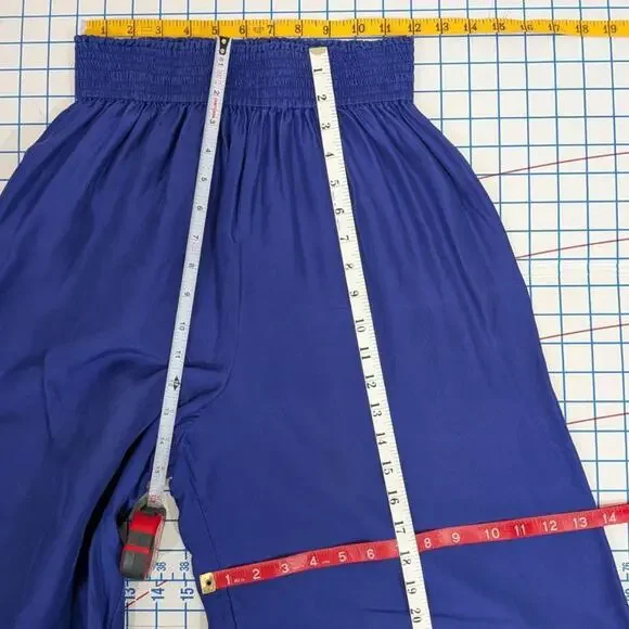 Blue 100% silk wide leg palazzo - Picture 4 of 8